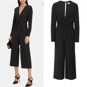 NEW! Self- Portrait- Black Twist Front Jumpsuit Cropped Crepe Jumpsuit Size S